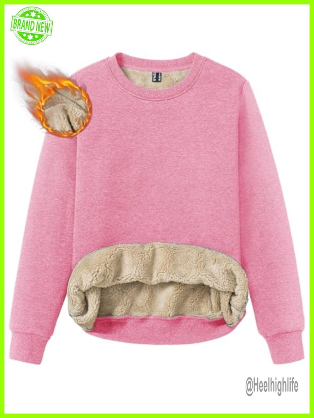 Fleece Lined Sweatshirt Crewneck Sherpa Pullover Winter Thermal Top